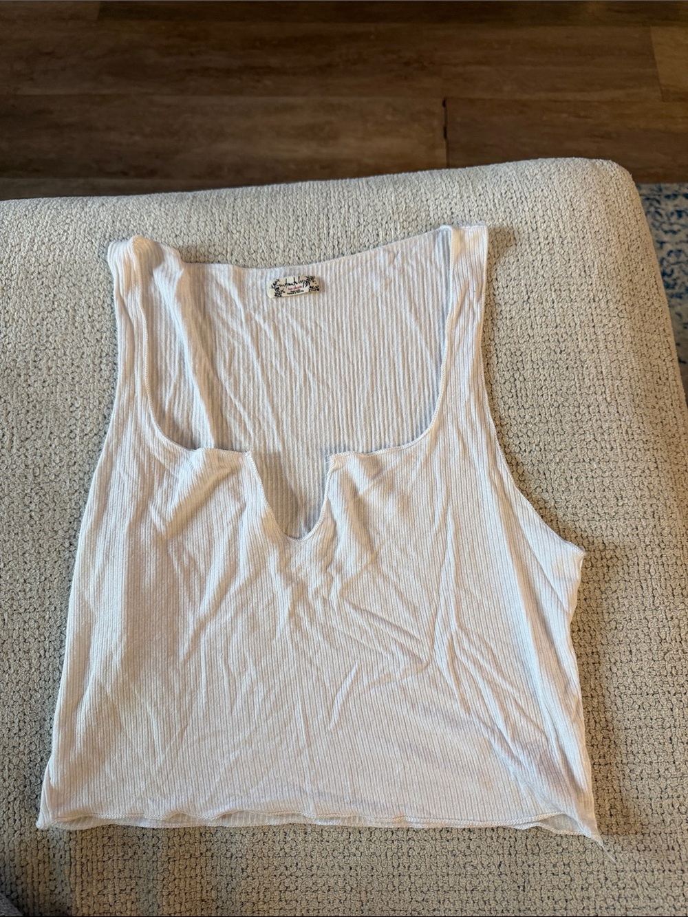 Free people intimately White Ribbed Scoop crop top